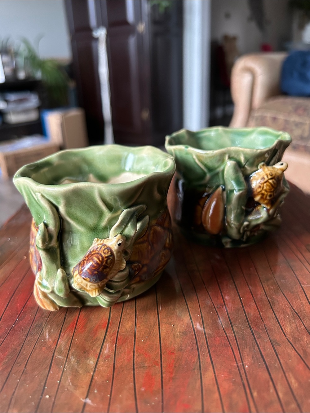 Green Ceramic Turtle Planter Set - Home Art
